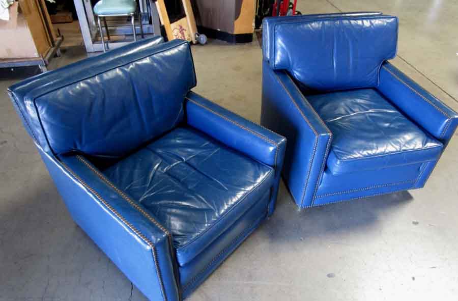 Blue leather chairs cheap