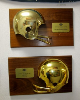 **GOLD FOOTBALL HELMET PLAQUE