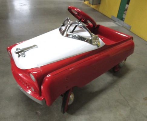 RED AND WHITE PEDAL CAR