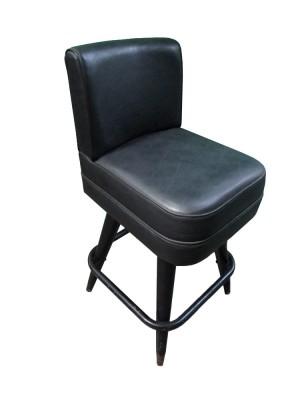 BLACK LEATHER STOOL WITH BACK