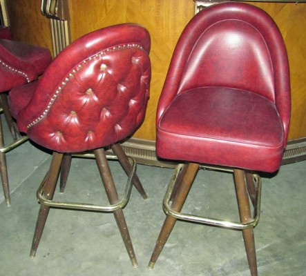 RED TUFTED BAR STOOLS