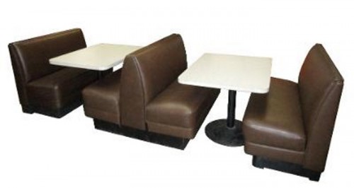 DBL & SINGLE BROWN DINER BENCHES