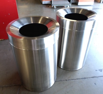 BRUSHED ALUMINUM TRASH CANS