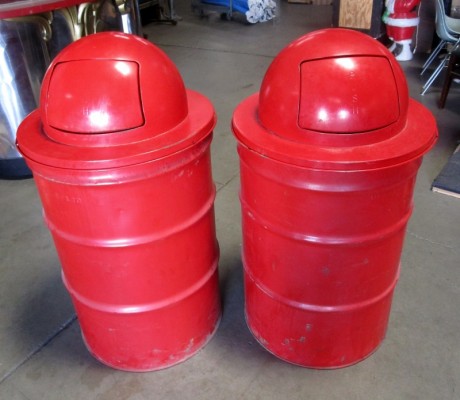 Red 55 Gallon Drum Trash Cans In Trash Cans